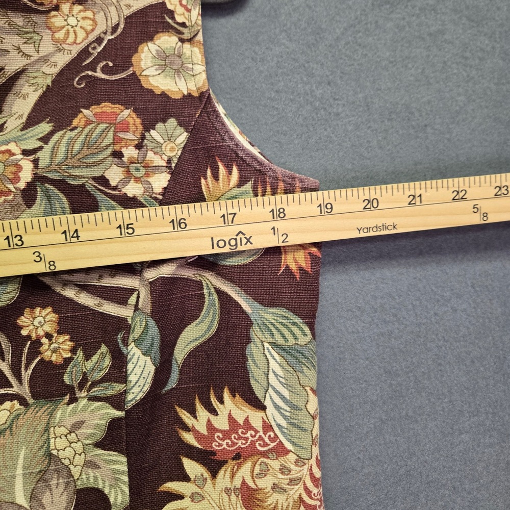 Vintage Floral Canvas Vest Button Front S Burgundy Boho Cottagecore Boho Chic - Picture 5 of 10